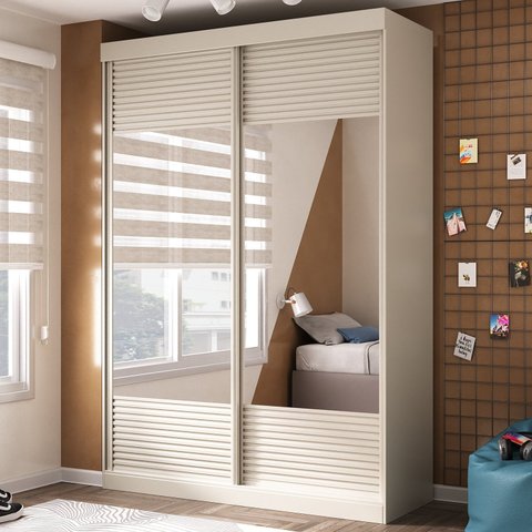Guarda Roupa Infantil 2 Portas com Espelho Samambaia Teen CabeCasa MadeiraOriginals