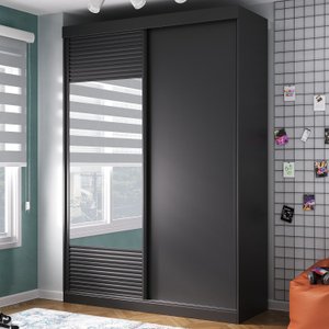Guarda Roupa Infantil 2 Portas 1 Porta com Espelho Samambaia Teen CabeCasa MadeiraMadeira