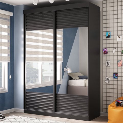 Guarda Roupa Infantil 2 Portas com Espelho Samambaia Teen CabeCasa MadeiraOriginals