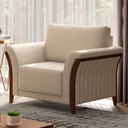 Ver imagem 2 de Poltrona Decorativa Sala de Estar 102cm Pés Madeira Roya M22 Linho Cru - Mpozenato
