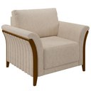 Ver imagem 1 de Poltrona Decorativa Sala de Estar 102cm Pés Madeira Roya M22 Linho Cru - Mpozenato