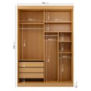 Ver imagem 4 de Guarda Roupa Infantil 2 Portas 1 Porta com Espelho Samambaia Teen CabeCasa MadeiraOriginals Marrom/Carvalho