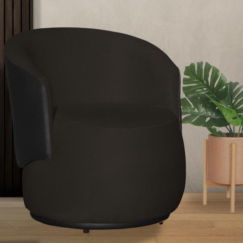 Poltrona Organica Beatriz Suede Marrom C/ Composê Corano Preto - Lm Decor