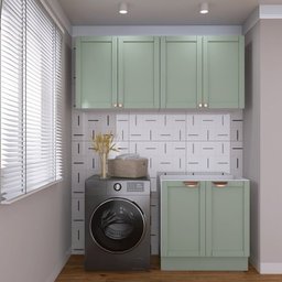 Lavanderia Modulada 3 Peças sem Tampo 2 Armários Aéreos 4 Portas 1 Balcão Cabecasa Madeiramadeira - 1