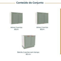 Lavanderia Modulada 3 Peças sem Tampo 2 Armários Aéreos 4 Portas 1 Balcão Cabecasa Madeiramadeira - 3