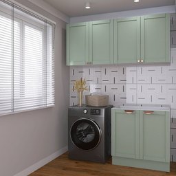 Lavanderia Modulada 3 Peças sem Tampo 2 Armários Aéreos 4 Portas 1 Balcão Cabecasa Madeiramadeira - 8