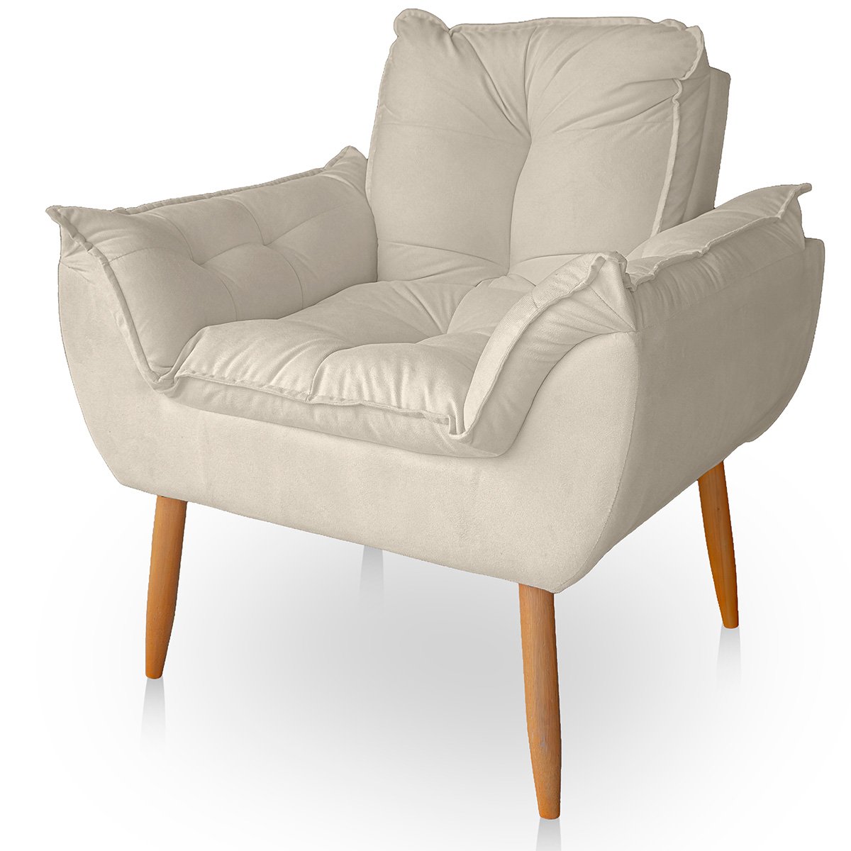 Poltrona Opala para Sala Confortável Resistente Suede Bege | MadeiraMadeira