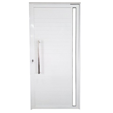 Porta Pivotante com Puxador e Vidro Alumínio Branco Linha 25:Direita/ 210 x 100
