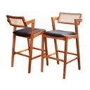 Ver imagem 4 de Kit 2 Banquetas Madeira Maciça, Estofada e Rattan de Fibra 100% Natural Nápoles Espresso Móveis 