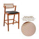 Ver mais imagens de Kit 2 Banquetas Madeira Maciça, Estofada e Rattan de Fibra 100% Natural Nápoles Espresso Móveis Marrom/Champagne/Couro Preto