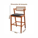Ver imagem 5 de Kit 2 Banquetas Madeira Maciça, Estofada e Rattan de Fibra 100% Natural Nápoles Espresso Móveis Marrom/Champagne/Couro Preto