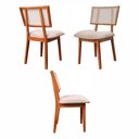 Ver imagem 6 de Kit 4 Cadeiras Madeira Maciça, Rattan de Fibra 100% Natural e Estofada Lívia Espresso Móveis Champagne/Linho Bege