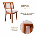 Ver imagem 7 de Kit 4 Cadeiras Madeira Maciça, Rattan de Fibra 100% Natural e Estofada Lívia Espresso Móveis Champagne/Linho Bege