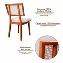 Ver imagem 7 de Kit 6 Cadeiras Madeira Maciça, Rattan de Fibra 100% Natural e Estofada Lívia Espresso Móveis Champagne/Linho Bege
