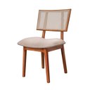 Ver imagem 4 de Kit 6 Cadeiras Madeira Maciça, Rattan de Fibra 100% Natural e Estofada Lívia Espresso Móveis Champagne/Linho Bege