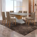 Ver imagem 1 de Mesa para Sala de Jantar Aster 180cm Mdf Canto Copo com Vidro e 6 Cadeiras Safira