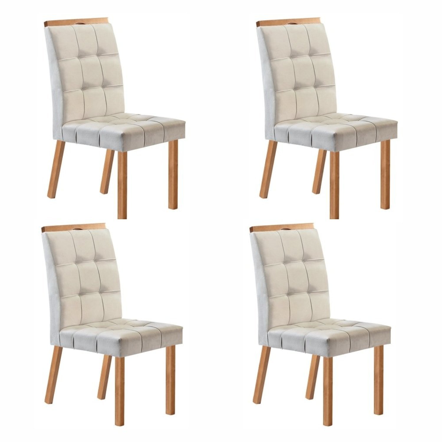 Conjunto com 4 Cadeiras Madeira Maciça e Estofada 99,5x45,5x74,5cm Sophia 