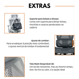 Cadeira de Escritório Presidente Executiva Oficial Titan - Cinza - 1 - 6