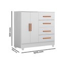 Ver imagem 4 de Quarto Bebê Infantil com Guarda-Roupa 4 Portas e 2 Gavetas com Cômoda 4 Gavetas e 2 Portas Lite Branco