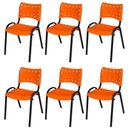 Ver imagem 1 de Cadeira Iso Base Preto Escola, Escritório Laranja Kit 6 Un