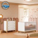 Ver imagem 1 de Quarto de Bebê com Berço 4315 Slim e Cômoda 5135 Flora Branco Acetinado Qmovi + Colchão Ortobom