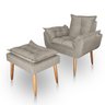 Poltrona Opala para Sala com Puff Reforçada Suede Bege - 1