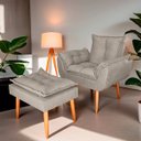 Ver imagem 2 de Poltrona Opala para Sala com Puff Reforçada Suede Bege