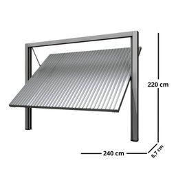 Portão Contrapeso de Aço Galvanizado com Chapa Frisada sem Porta Auxiliar 220x240 Req:8,7 - 2