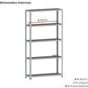 Ver imagem 3 de Estante de Estrutura Metálica com 5 Prateleiras 175cm(a)92acm(l)30cm(p) com Reforço Cinza
