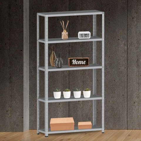 Estante de Estrutura Metálica com 5 Prateleiras 175cm(a)92acm(l)30cm(p) com Reforço Cinza