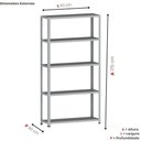 Ver imagem 2 de Estante de Estrutura Metálica com 5 Prateleiras 175cm(a)92acm(l)30cm(p) com Reforço Cinza
