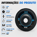 Ver imagem 4 de Disco Flap 4.1/2 Zirconio Grão 60 G60 Kit 10 Peças Tubarão