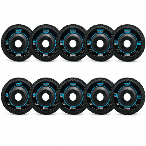 Disco Flap 4.1/2 Zirconio Grão 60 G60 Kit 10 Peças Tubarão