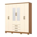 Ver imagem 2 de Guarda-Roupa Casal 6 Portas com Espelho Caju Off White/Cinamomo