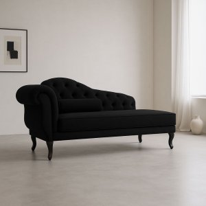 Divã Recamier Sala 150cm em Veludo Capitonê de Luxo Pés Luis Xv