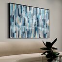 Ver imagem 1 de Quadro Decorativo Abstrato Listras Multicoloridas e Azuladas em Moldura Caixa TaColado Moldura Trad