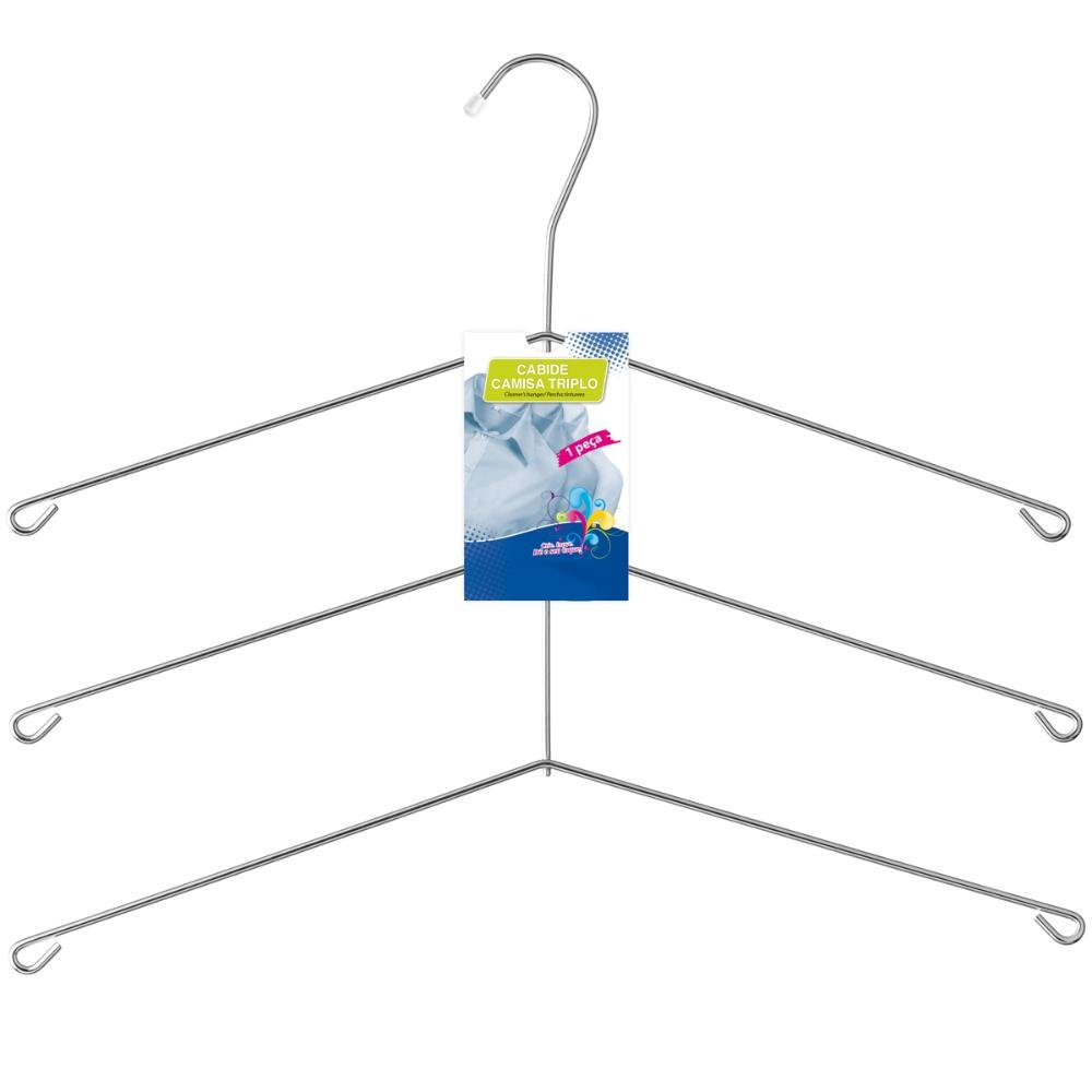 Cabide Cromado Triplo para Camisas Camisetas Blusas Guarda Roupas Passerini
