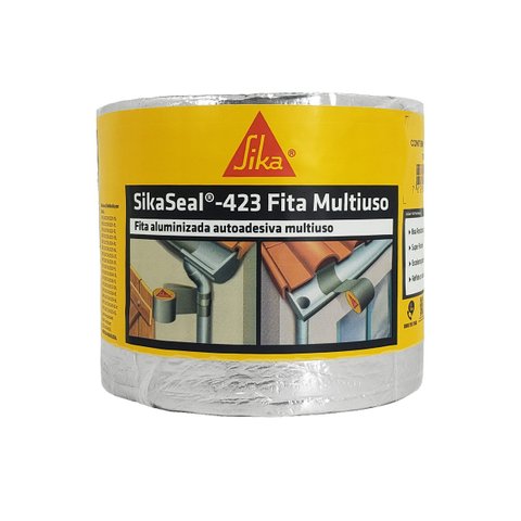 Manta Fita Asfáltica Autoadesiva Aluminizada Sikaseal-423 10cm X 10 Metros