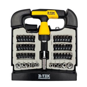 B-tek - Conjunto Chave Bits e Soquetes 48 Pcs com Estojo