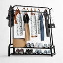 Ver imagem 1 de Arara de Roupas Duplo com Ganchos e Sapateiro Duplo Dy-110h Preto