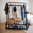 Ver imagem 2 de Arara de Roupas Duplo com Ganchos e Sapateiro Duplo Dy-110h Preto