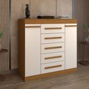 Ver imagem 3 de Cômoda Divino 2 Portas 5 Gavetas 100% Mdf Cinamomo/off White - Panorama Móveis