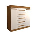 Ver imagem 1 de Cômoda Divino 2 Portas 5 Gavetas 100% Mdf Cinamomo/off White - Panorama Móveis
