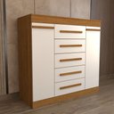 Ver imagem 6 de Cômoda Divino 2 Portas 5 Gavetas 100% Mdf Cinamomo/off White - Panorama Móveis