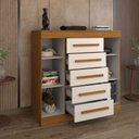 Ver imagem 2 de Cômoda Divino 2 Portas 5 Gavetas 100% Mdf Cinamomo/off White - Panorama Móveis