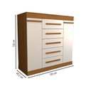 Ver imagem 4 de Cômoda Divino 2 Portas 5 Gavetas 100% Mdf Cinamomo/off White - Panorama Móveis