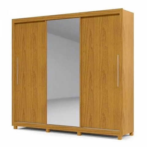 Guarda Roupa de Casal com Espelho 3 Portas e 4 Gavetas Royale Naturale Off White Gelius