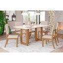 Ver imagem 1 de Conjunto: Mesa Sala Jantar Yara Sc79 Tampo Madeirado C/ Vidro Canto Curvo 160x90cm e 6 Cadeiras