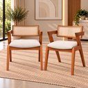 Ver imagem 1 de Kit 2 Cadeiras Madeira Maciça, Rattan de Fibra Natural e Estofada Verona Espresso Móveis