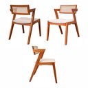 Ver imagem 5 de Kit 4 Cadeiras Madeira Maciça, Rattan de Fibra 100% Natural e Estofada Verona Espresso Móveis Champagne/Off White